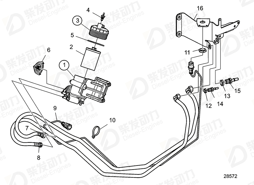 VOLVO Fuel filter 22296404 Drawing
